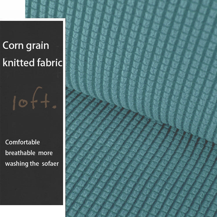 Double Seat Corn Grain Knitted Fabric Elastic Thickened Full Coverage Sofa Cover, Color:Lake Blue