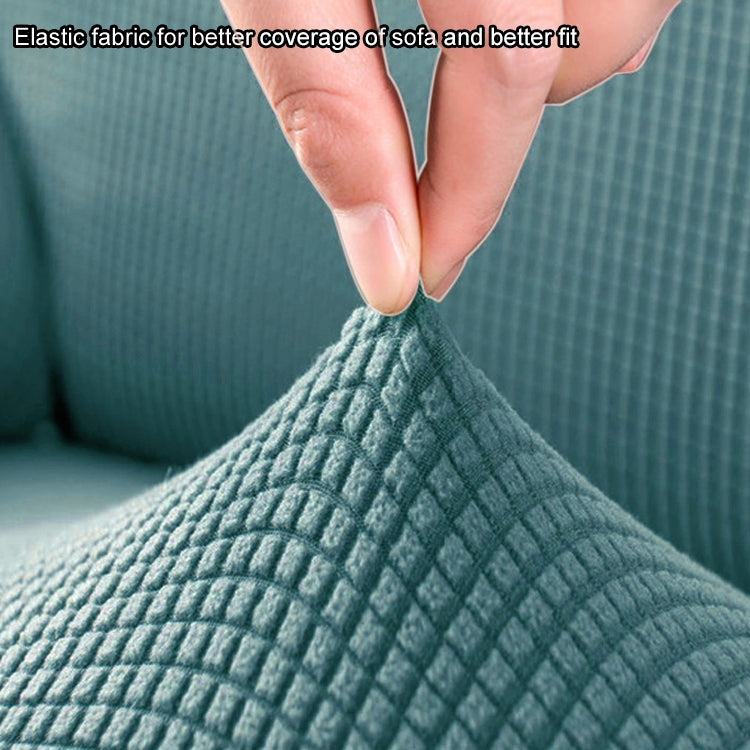 Double Seat Corn Grain Knitted Fabric Elastic Thickened Full Coverage Sofa Cover, Color:Lake Blue