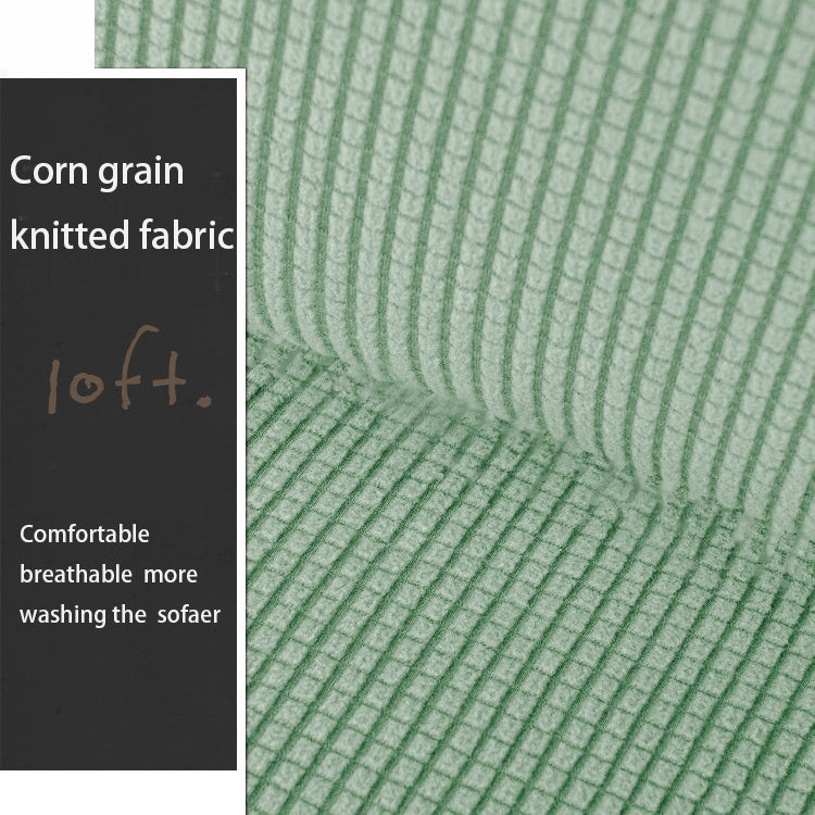 Double Seat Corn Grain Knitted Fabric Elastic Thickened Full Coverage Sofa Cover, Color:Cypress Green