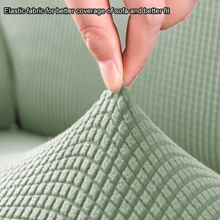 Double Seat Corn Grain Knitted Fabric Elastic Thickened Full Coverage Sofa Cover, Color:Cypress Green