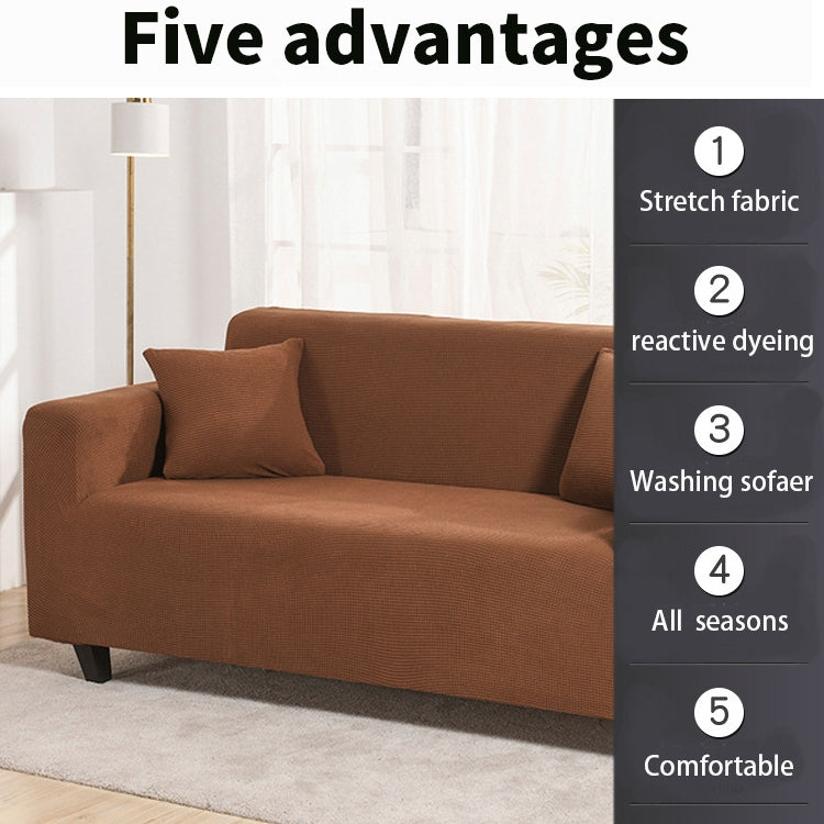Double Seat Corn Grain Knitted Fabric Elastic Thickened Full Coverage Sofa Cover, Color:Palm Yellow