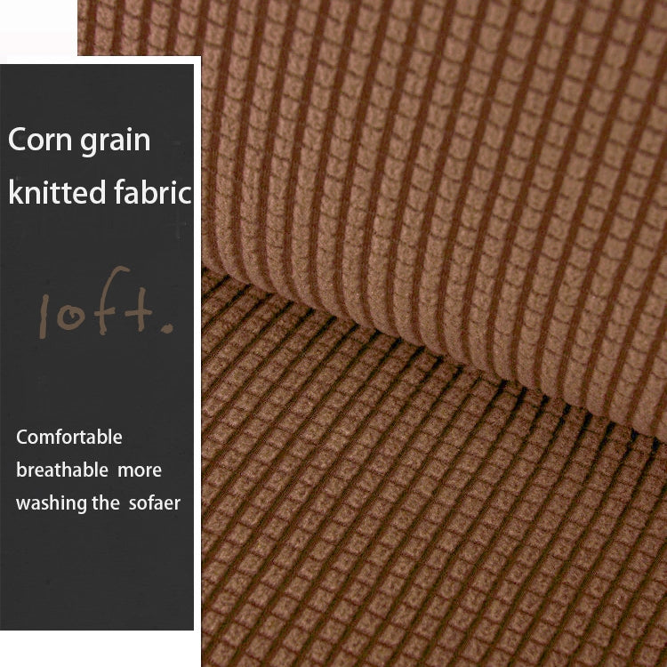 Double Seat Corn Grain Knitted Fabric Elastic Thickened Full Coverage Sofa Cover, Color:Palm Yellow