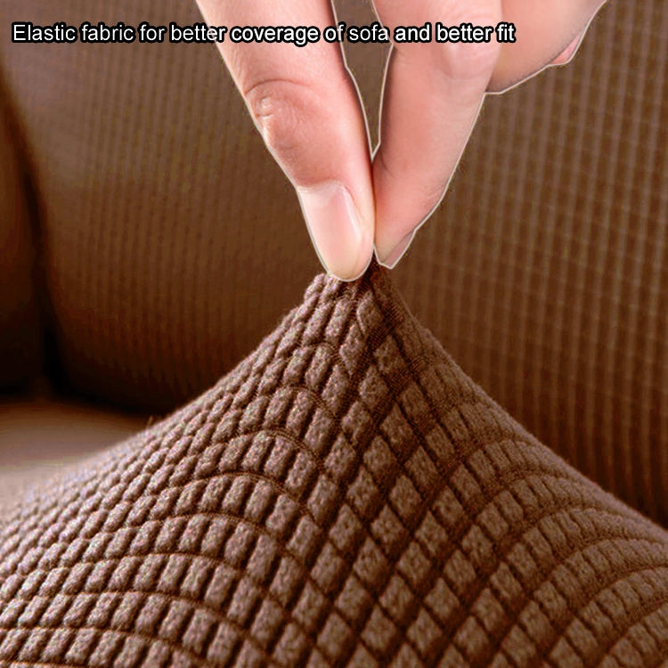 Double Seat Corn Grain Knitted Fabric Elastic Thickened Full Coverage Sofa Cover, Color:Palm Yellow