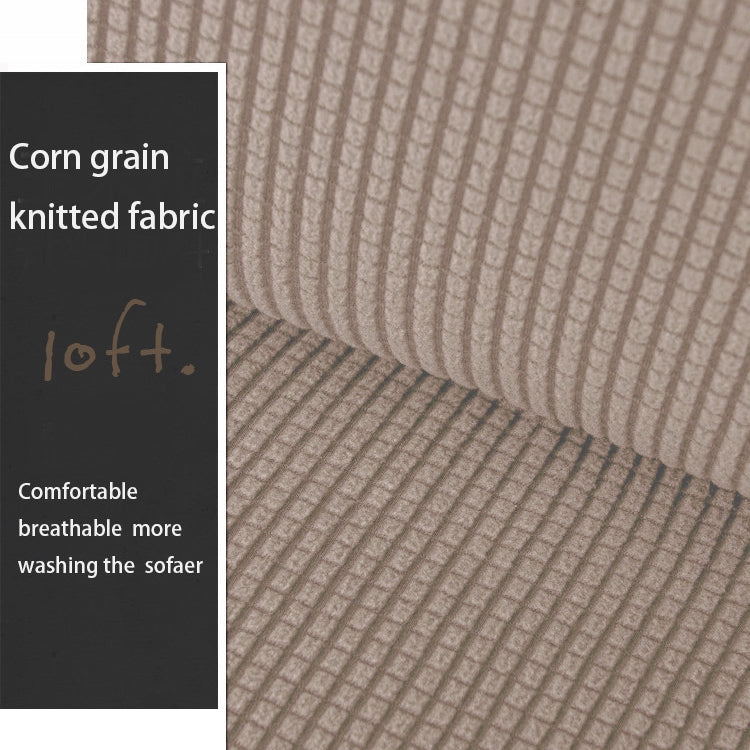 Double Seat Corn Grain Knitted Fabric Elastic Thickened Full Coverage Sofa Cover, Color:Camel