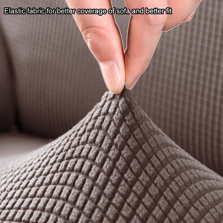 Double Seat Corn Grain Knitted Fabric Elastic Thickened Full Coverage Sofa Cover, Color:Camel