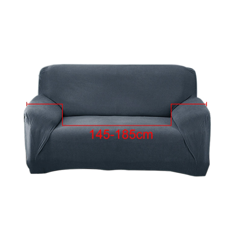 Double Seat Corn Grain Knitted Fabric Elastic Thickened Full Coverage Sofa Cover, Color:Grey Blue