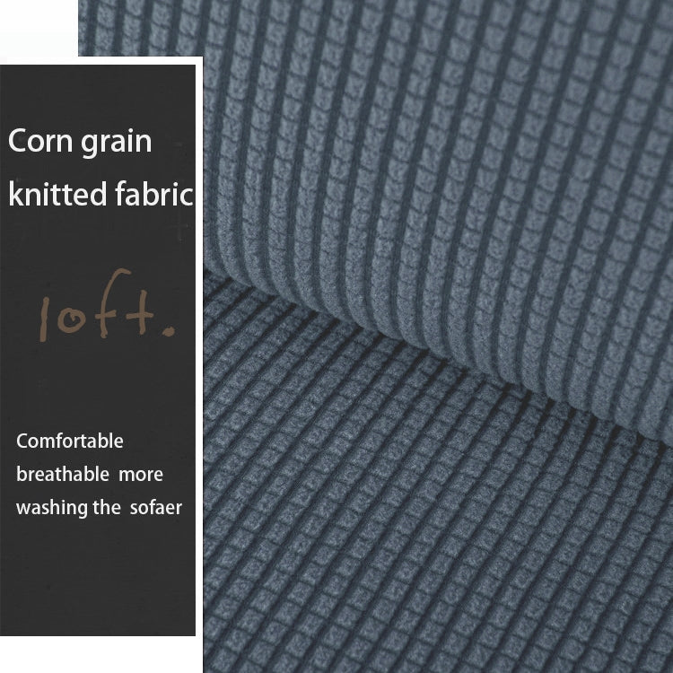 Double Seat Corn Grain Knitted Fabric Elastic Thickened Full Coverage Sofa Cover, Color:Grey Blue