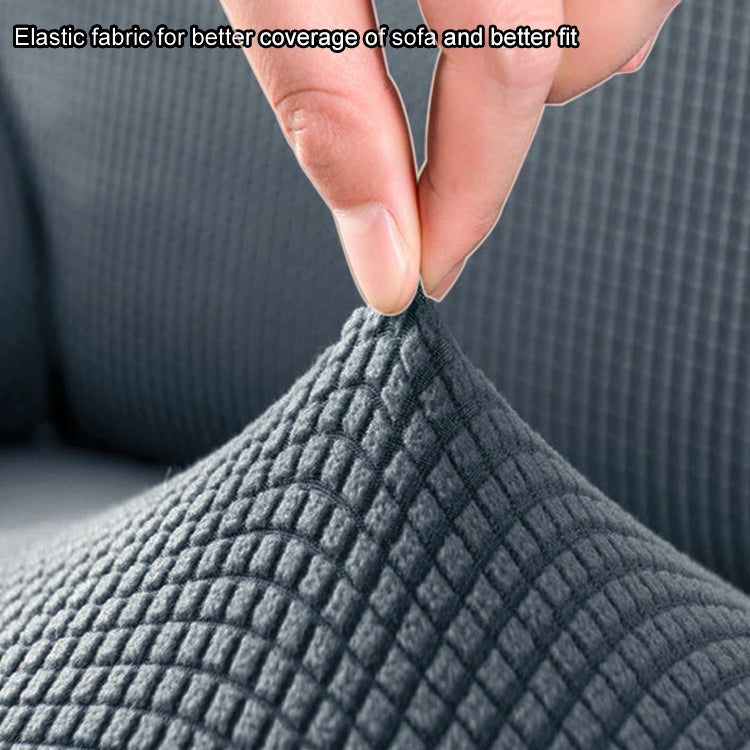 Double Seat Corn Grain Knitted Fabric Elastic Thickened Full Coverage Sofa Cover, Color:Grey Blue