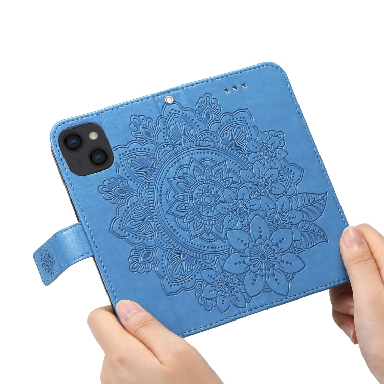 For iPhone 13 7-petal Flowers Embossing Pattern Horizontal Flip PU Leather Case with Holder & Card Slots & Wallet & Photo Frame