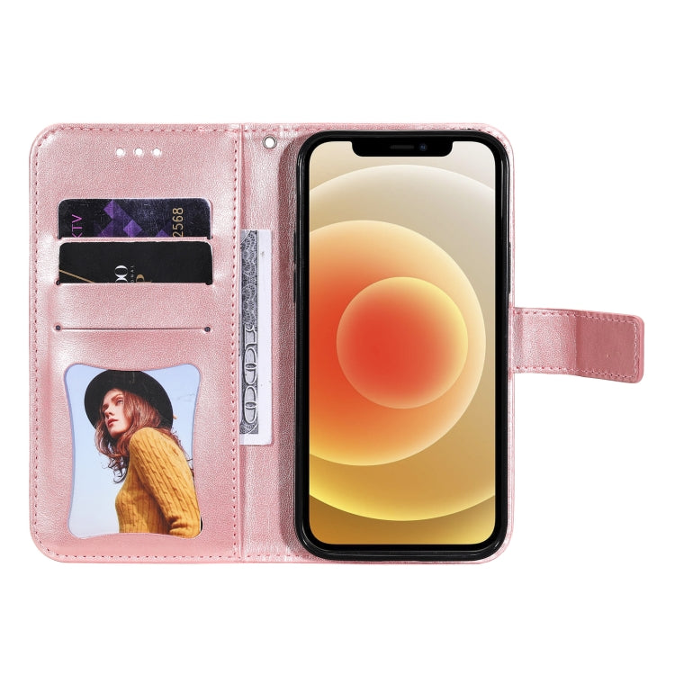 For iPhone 13 mini 7-petal Flowers Embossing Pattern Horizontal Flip PU Leather Case with Holder & Card Slots & Wallet & Photo Frame