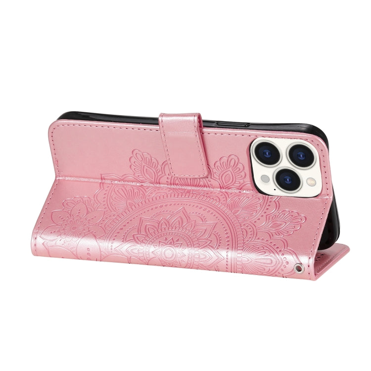 For iPhone 13 Pro Max 7-petal Flowers Embossing Pattern Horizontal Flip PU Leather Case with Holder & Card Slots & Wallet & Photo Frame