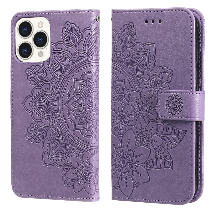 For iPhone 13 Pro Max 7-petal Flowers Embossing Pattern Horizontal Flip PU Leather Case with Holder & Card Slots & Wallet & Photo Frame