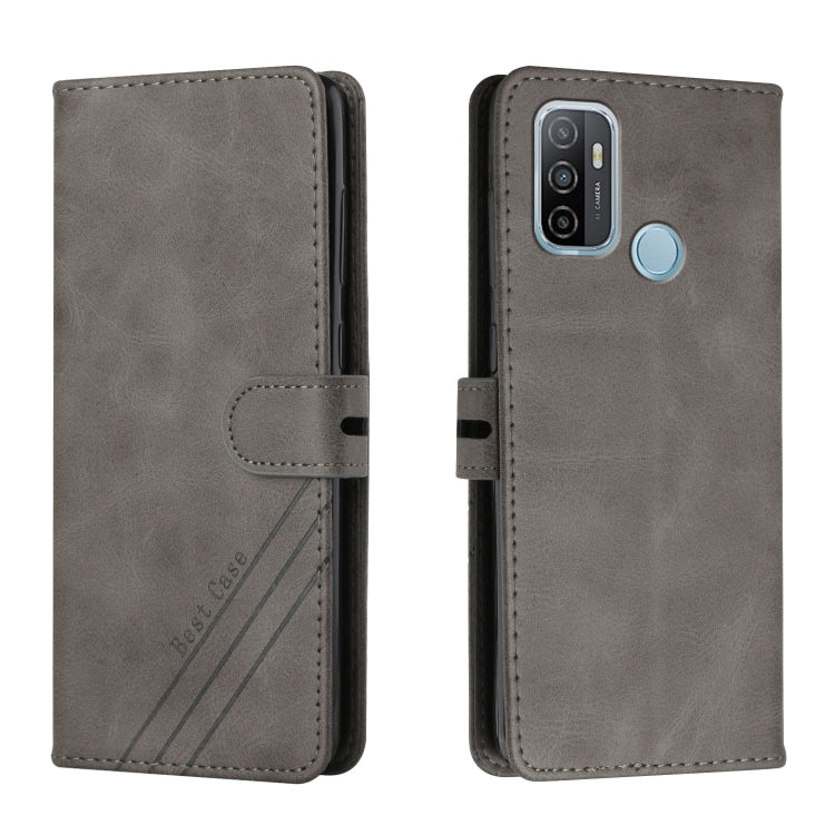 For OPPO A53 / A53s Stitching Style 2-Color Cow Texture Horizontal Flip PU Leather Case with Holder & Card Slot & Lanyard