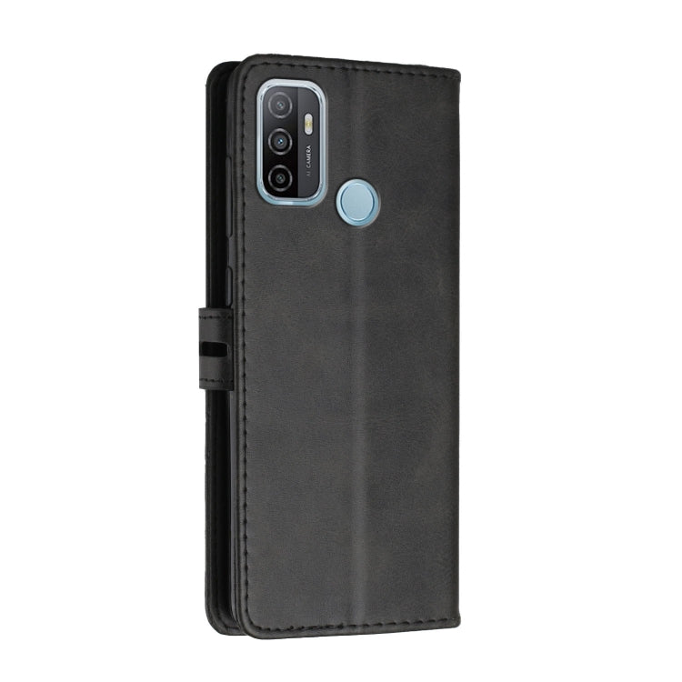 For OPPO A53 / A53s Stitching Style 2-Color Cow Texture Horizontal Flip PU Leather Case with Holder & Card Slot & Lanyard