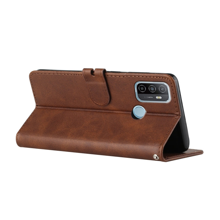 For OPPO A53 / A53s Stitching Style 2-Color Cow Texture Horizontal Flip PU Leather Case with Holder & Card Slot & Lanyard