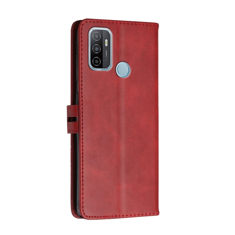 For OPPO A53 / A53s Stitching Style 2-Color Cow Texture Horizontal Flip PU Leather Case with Holder & Card Slot & Lanyard