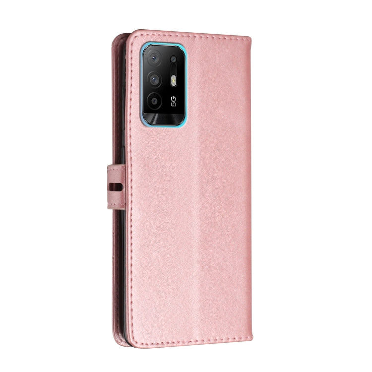 For OPPO A94 5G / A95 5G Stitching Style 2-Color Cow Texture Horizontal Flip PU Leather Case with Holder & Card Slot & Lanyard