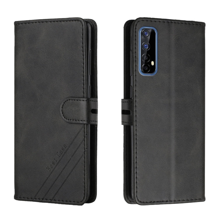 For Realme 7 Asia / Realme 7 Global Stitching Style 2-Color Cow Texture Horizontal Flip PU Leather Case with Holder & Card Slot & Lanyard