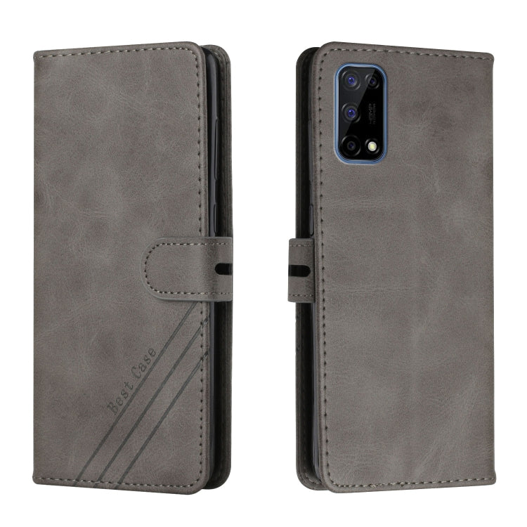 For Realme 7 5G Stitching Style 2-Color Cow Texture Horizontal Flip PU Leather Case with Holder & Card Slot & Lanyard