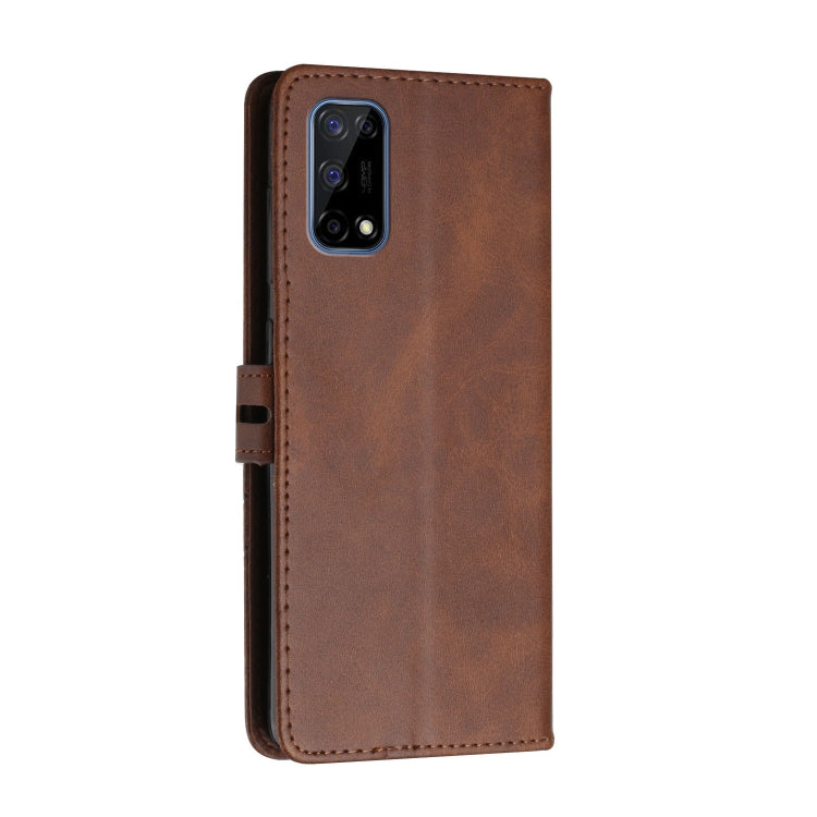 For Realme 7 5G Stitching Style 2-Color Cow Texture Horizontal Flip PU Leather Case with Holder & Card Slot & Lanyard