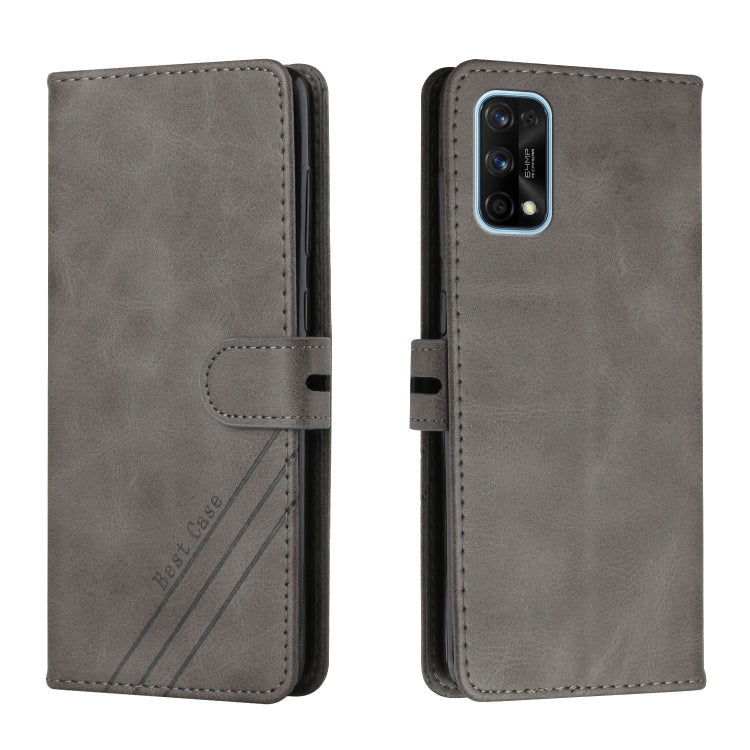 For Realme 7 Pro Stitching Style 2-Color Cow Texture Horizontal Flip PU Leather Case with Holder & Card Slot & Lanyard