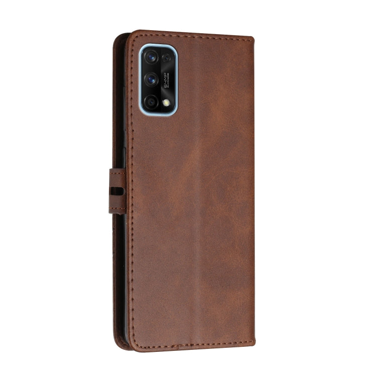 For Realme 7 Pro Stitching Style 2-Color Cow Texture Horizontal Flip PU Leather Case with Holder & Card Slot & Lanyard