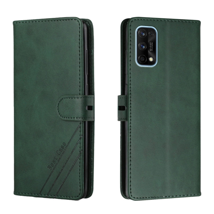 For Realme 7 Pro Stitching Style 2-Color Cow Texture Horizontal Flip PU Leather Case with Holder & Card Slot & Lanyard