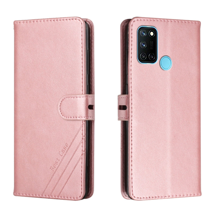 For Realme 7i Stitching Style 2-Color Cow Texture Horizontal Flip PU Leather Case with Holder & Card Slot & Lanyard