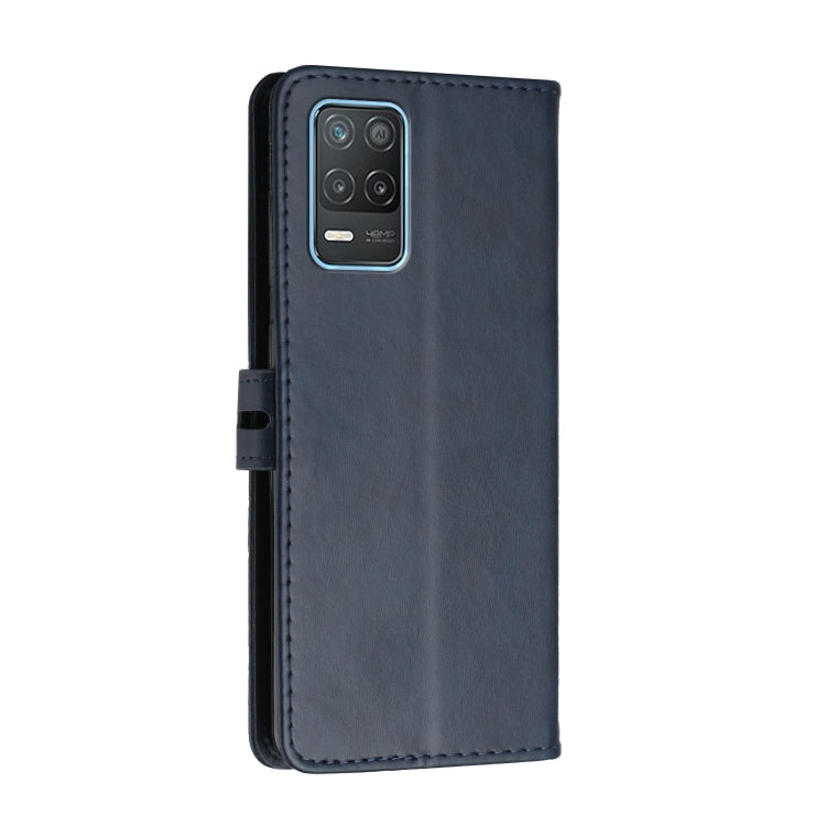 For Realme 8 5G Stitching Style 2-Color Cow Texture Horizontal Flip PU Leather Case with Holder & Card Slot & Lanyard