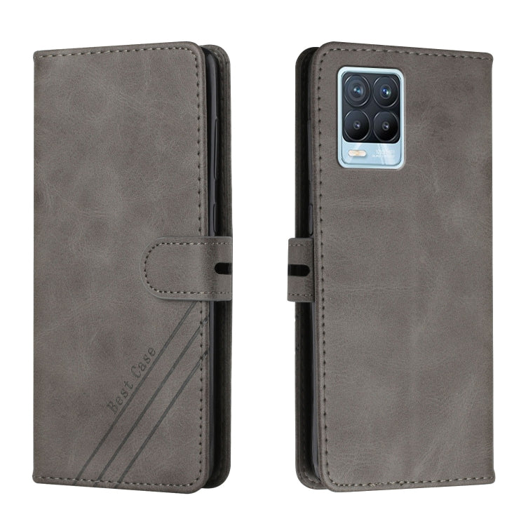 For Realme 8 / 8 Pro Stitching Style 2-Color Cow Texture Horizontal Flip PU Leather Case with Holder & Card Slot & Lanyard