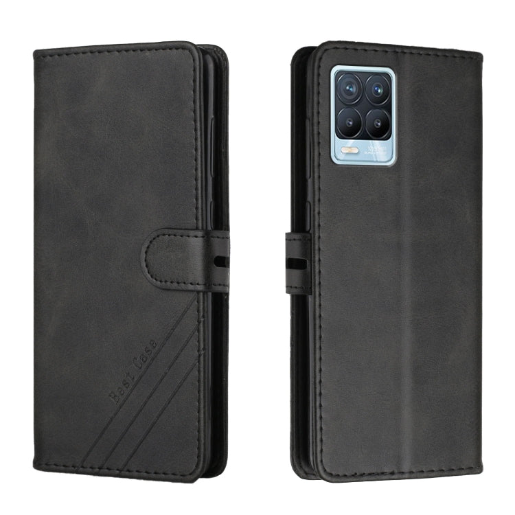 For Realme 8 / 8 Pro Stitching Style 2-Color Cow Texture Horizontal Flip PU Leather Case with Holder & Card Slot & Lanyard
