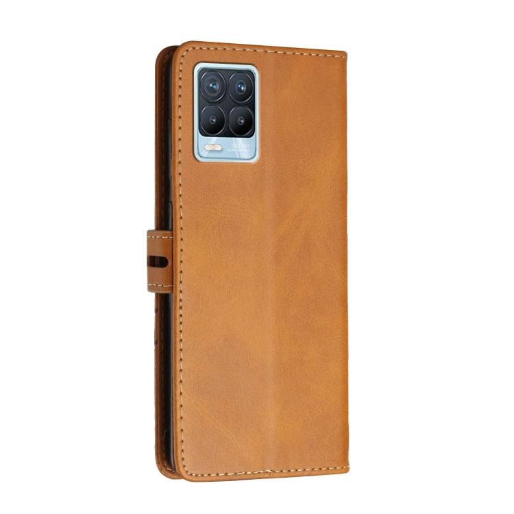 For Realme 8 / 8 Pro Stitching Style 2-Color Cow Texture Horizontal Flip PU Leather Case with Holder & Card Slot & Lanyard