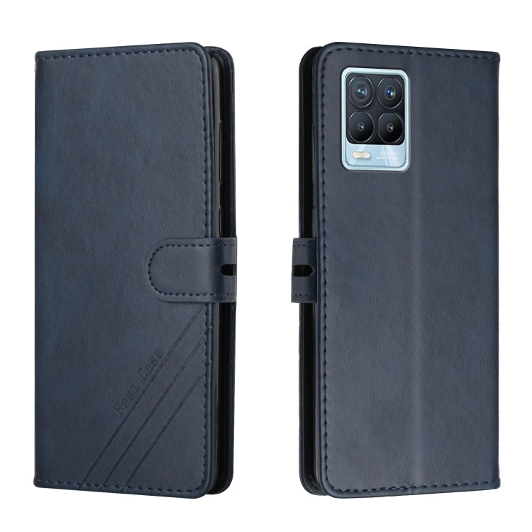 For Realme 8 / 8 Pro Stitching Style 2-Color Cow Texture Horizontal Flip PU Leather Case with Holder & Card Slot & Lanyard