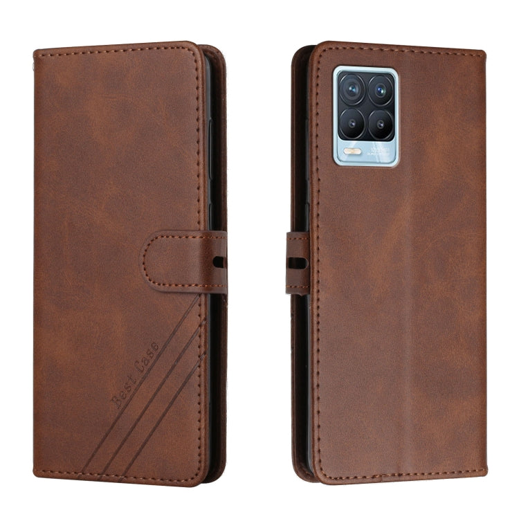 For Realme 8 / 8 Pro Stitching Style 2-Color Cow Texture Horizontal Flip PU Leather Case with Holder & Card Slot & Lanyard