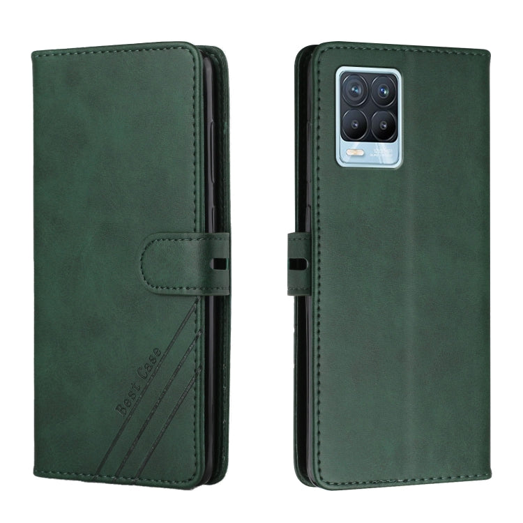 For Realme 8 / 8 Pro Stitching Style 2-Color Cow Texture Horizontal Flip PU Leather Case with Holder & Card Slot & Lanyard