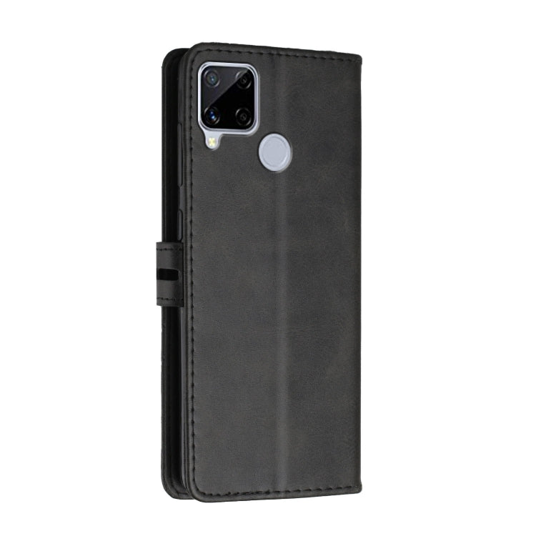 For Realme C15 Stitching Style 2-Color Cow Texture Horizontal Flip PU Leather Case with Holder & Card Slot & Lanyard