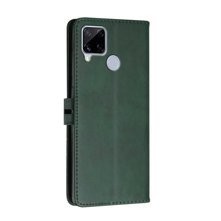 For Realme C15 Stitching Style 2-Color Cow Texture Horizontal Flip PU Leather Case with Holder & Card Slot & Lanyard