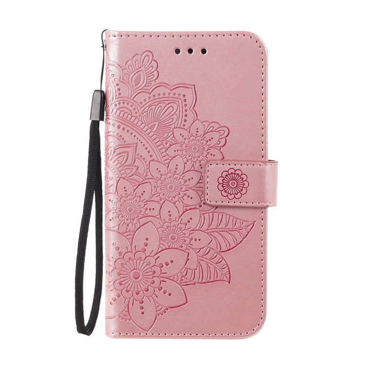 For vivo V21 4G / V21 5G 7-petal Flowers Embossing Pattern Horizontal Flip PU Leather Case with Holder & Card Slots & Wallet & Photo Frame
