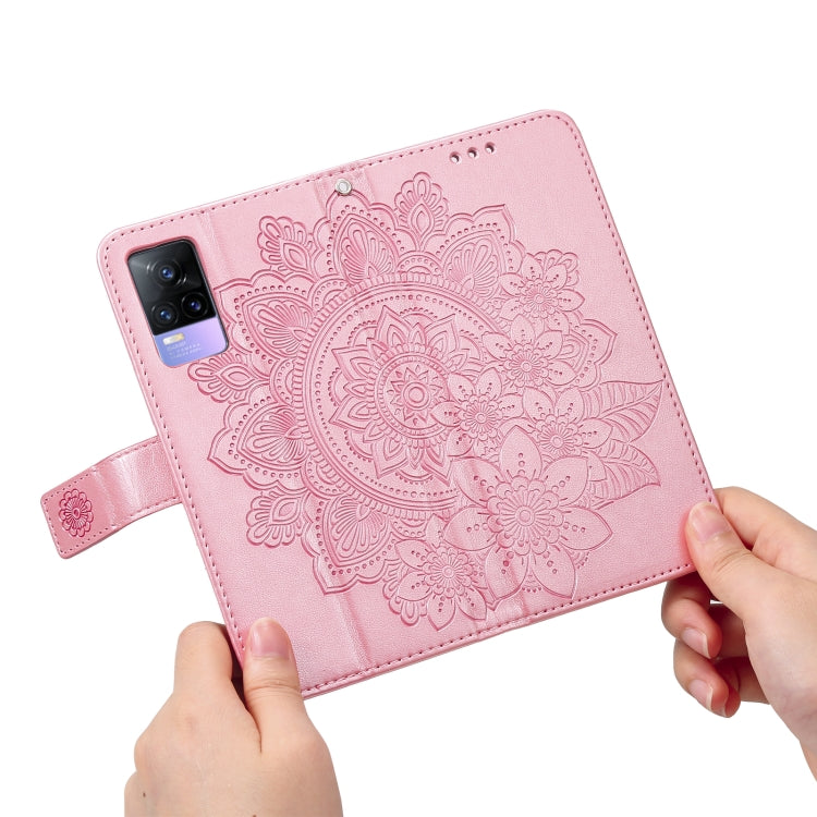 For vivo V21 4G / V21 5G 7-petal Flowers Embossing Pattern Horizontal Flip PU Leather Case with Holder & Card Slots & Wallet & Photo Frame