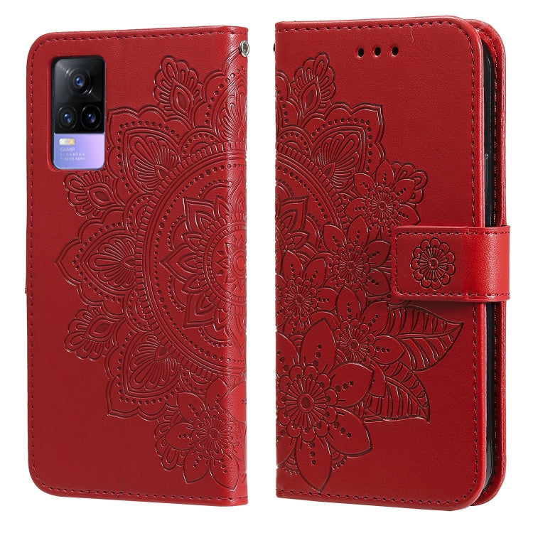 For vivo V21 4G / V21 5G 7-petal Flowers Embossing Pattern Horizontal Flip PU Leather Case with Holder & Card Slots & Wallet & Photo Frame