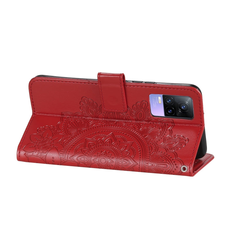 For vivo V21 4G / V21 5G 7-petal Flowers Embossing Pattern Horizontal Flip PU Leather Case with Holder & Card Slots & Wallet & Photo Frame