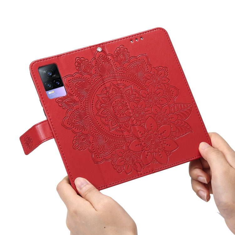 For vivo V21 4G / V21 5G 7-petal Flowers Embossing Pattern Horizontal Flip PU Leather Case with Holder & Card Slots & Wallet & Photo Frame