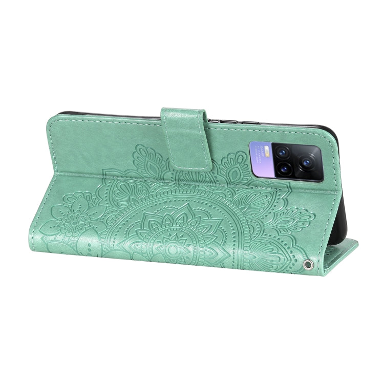 For vivo V21 4G / V21 5G 7-petal Flowers Embossing Pattern Horizontal Flip PU Leather Case with Holder & Card Slots & Wallet & Photo Frame