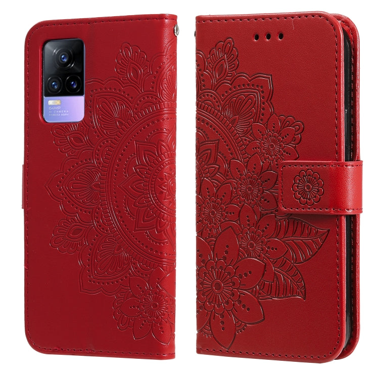 For vivo V21e 7-petal Flowers Embossing Pattern Horizontal Flip PU Leather Case with Holder & Card Slots & Wallet & Photo Frame