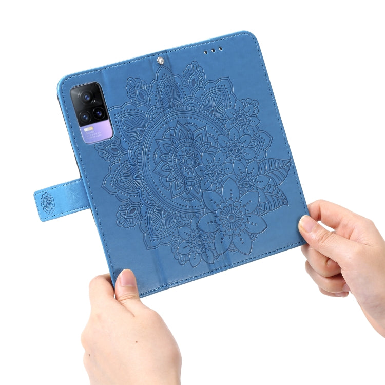 For vivo V21e 7-petal Flowers Embossing Pattern Horizontal Flip PU Leather Case with Holder & Card Slots & Wallet & Photo Frame