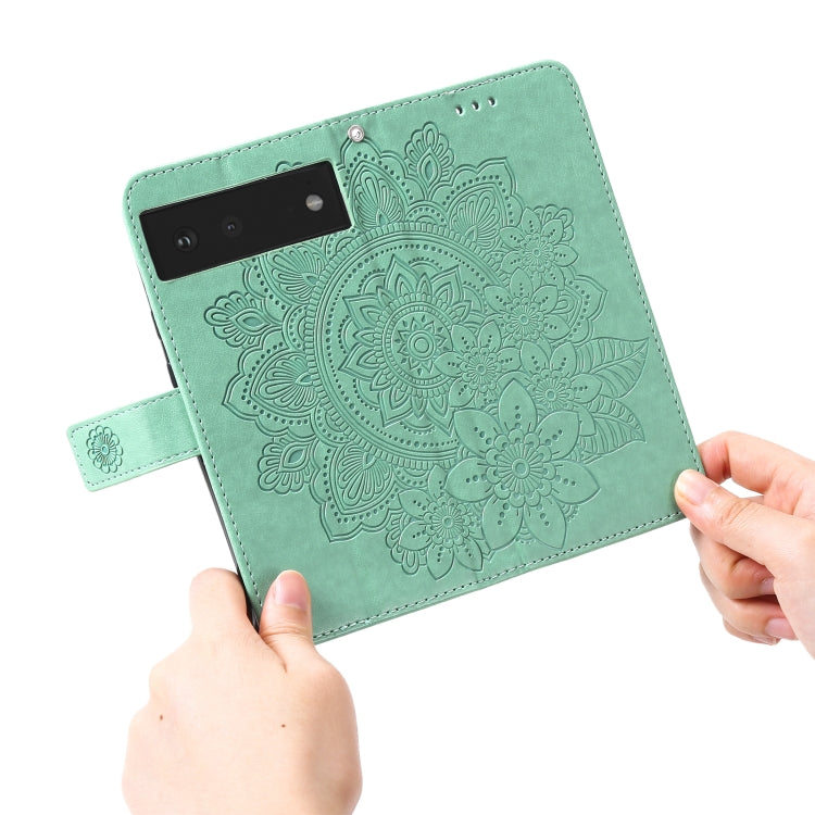 For Google Pixel 6 7-petal Flowers Embossing Pattern Horizontal Flip PU Leather Case with Holder & Card Slots & Wallet & Photo Frame