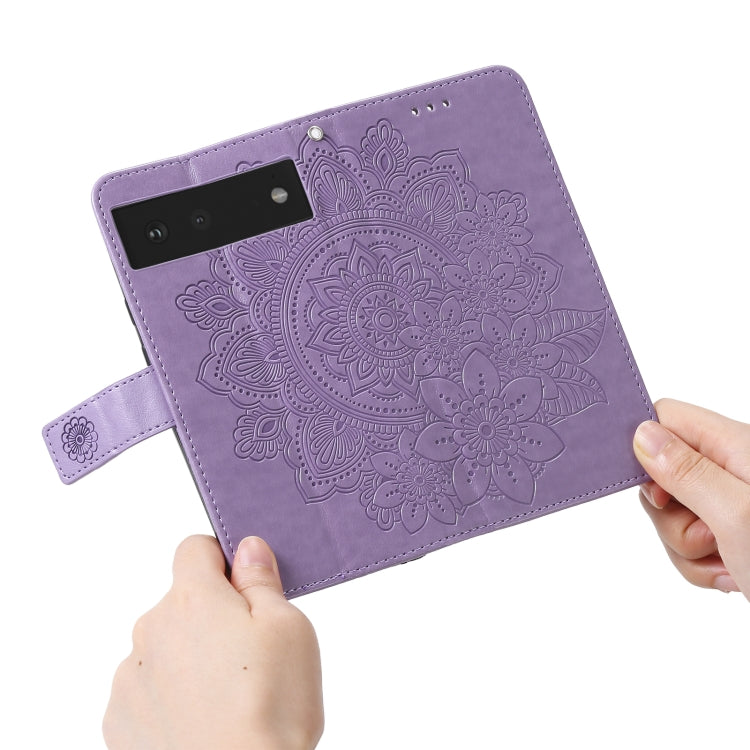 For Google Pixel 6 7-petal Flowers Embossing Pattern Horizontal Flip PU Leather Case with Holder & Card Slots & Wallet & Photo Frame