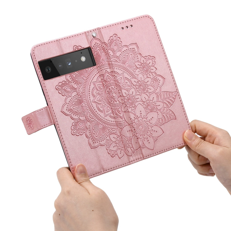 For Google Pixel 6 Pro 7-petal Flowers Embossing Pattern Horizontal Flip PU Leather Case with Holder & Card Slots & Wallet & Photo Frame