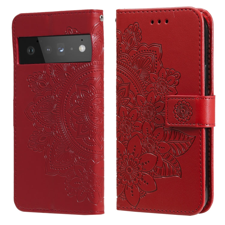 For Google Pixel 6 Pro 7-petal Flowers Embossing Pattern Horizontal Flip PU Leather Case with Holder & Card Slots & Wallet & Photo Frame