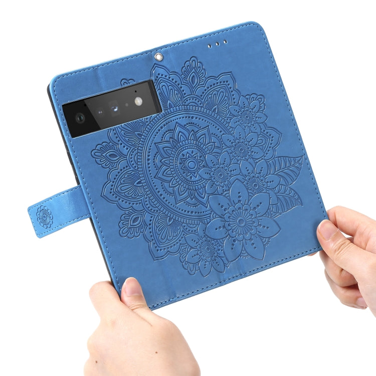 For Google Pixel 6 Pro 7-petal Flowers Embossing Pattern Horizontal Flip PU Leather Case with Holder & Card Slots & Wallet & Photo Frame